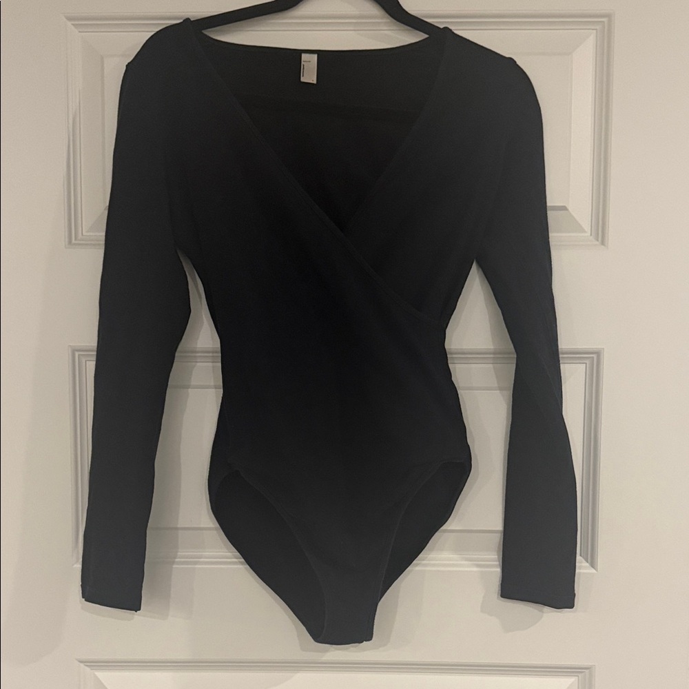 American Apparel Black Wrap Bodysuit